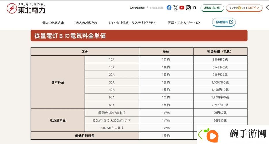 2024年日本三色电费