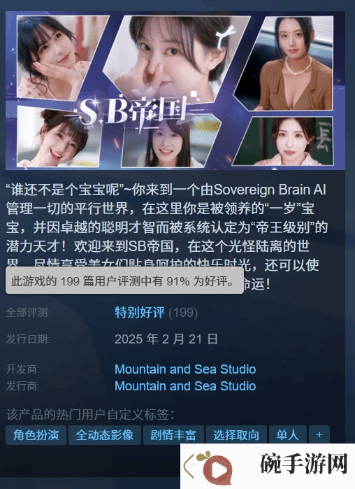 SB帝国Steam特别好评！演员颜值在线演技良好